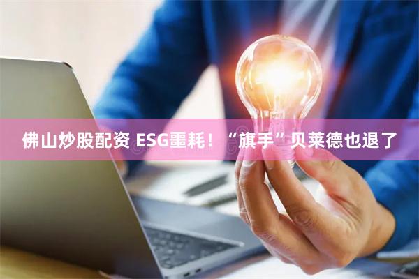 佛山炒股配资 ESG噩耗！“旗手”贝莱德也退了